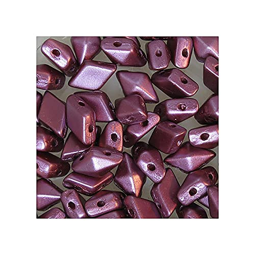 50 g DIAMONDUO glass two-hole beads rhombus gemduo 5 x 8 mm, Burgundy