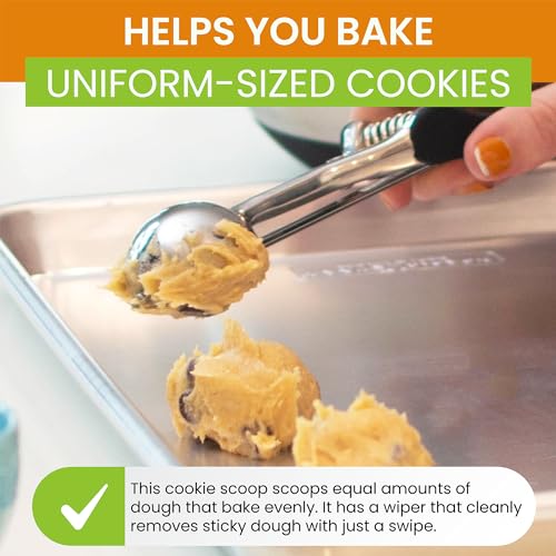 Image of Spring Chef Large #20 Stainless Steel Cookie Scoop for Baking, Multifunctional Cookie Dough Scoop with Trigger Release - Dishwasher Safe Melon Baller - 2.93 Tablespoon Food Scooper for Kitchen - Black