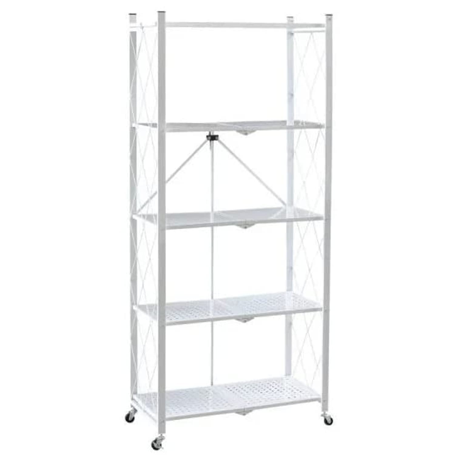 COOLBABY 5 Tier Foldable Storage Rack with Wheels 70 * 34 * 163 cm Black TAKAKO (black)