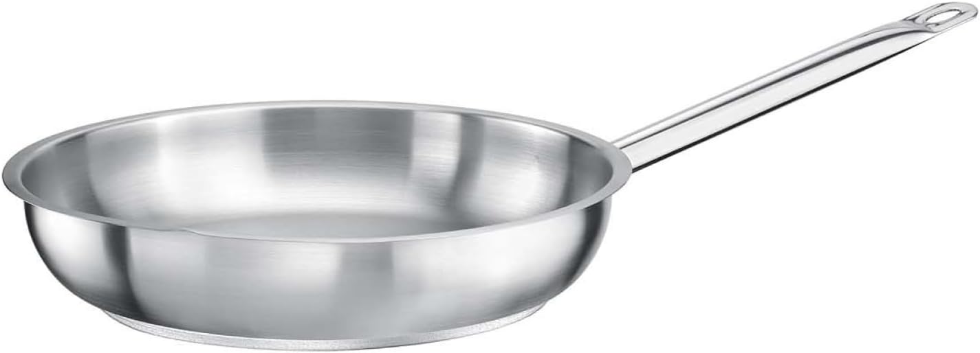 Frying Pan Diameter 20 cm Height 5 cm Stainless Steel 18/10 Wall Thickness from 1 mm to 1.2 mm Triple Layer Base Made of Aluminium and Steel Induction