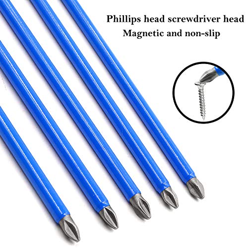 Cyful 10pcs Alloy Steel Anti Slip 6 Inch Long Phillips PH2 Screwdriver Bits Set (PH2 x 150MM)