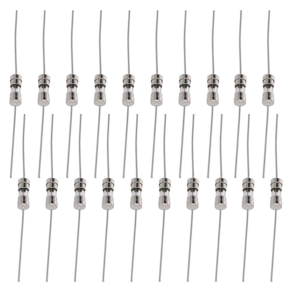 Fielect 20Pcs Glass Tube Fuses Axial with Lead Wire Slow-Blow 3.6x10mm 10A 250V Time Delay Fuses for Replacing or Repairing Many Home Electronics (