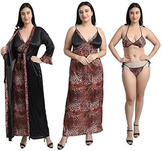 dailnight 4ps set Women nightwear in Animal print with lingerie set for womrn bre and panty set 4ps set-picture-13