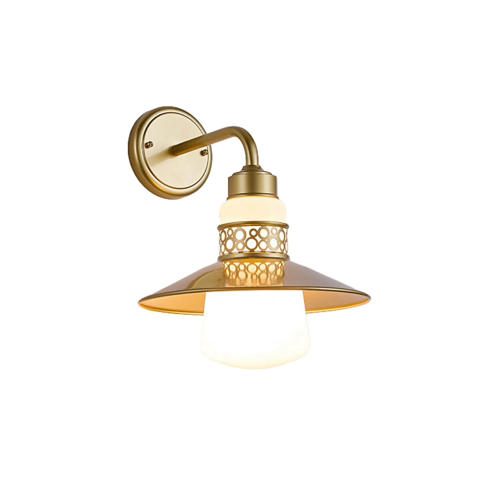 OZBMA Gold Outdoor Wall Sconce, Modern Gooseneck Exterior Lamp with White Glass Shade, Aluminum Lantern for Porch, Patio, Entryway, Balcony, Facade, Villa, Deck, Yard Cottage(Large) (size_name Small)