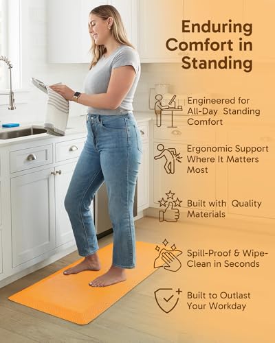 Image of Ophanie Kitchen mats for Floor, 3 /4 inch Thick, Kitchen Rugs, 20x39 Anti Fatigue Standing Cushioned Mat,Waterproof,Comfort Ergonomic mat for Office, Home,Sink with 99+ Pairs of Anti-Slip Bottom Ridges