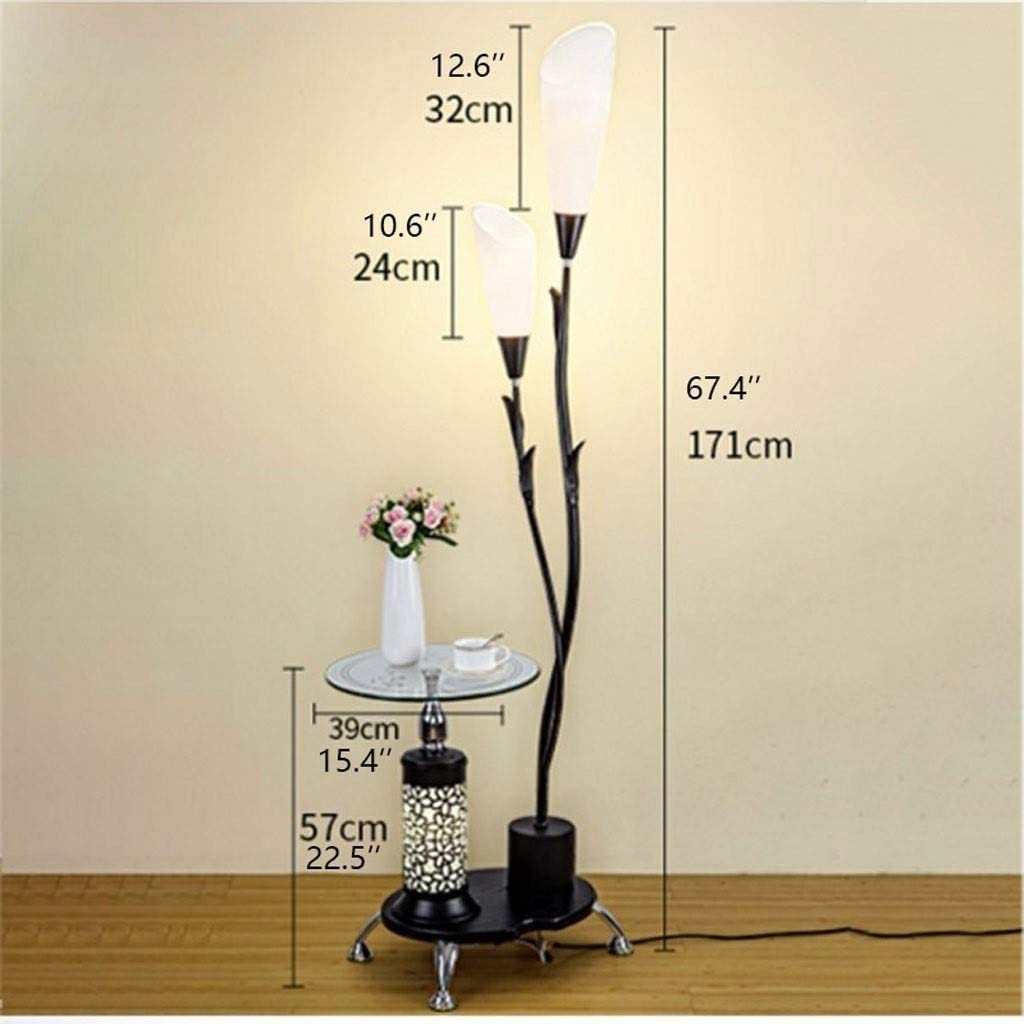Standing Lamps Sypialnia Salon Dekoracja Wnętrz Światło Podłogowe Stolik Do Herbaty Typ Pionowy Stojąca Jasna Lampa Podłogowa Podłogowa Salonu(White,Button switch)