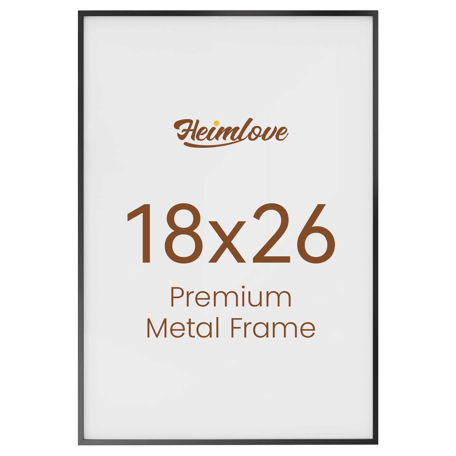 Heimlove 18x26 Metal Picture Frame,Black Aluminum Wall Gallery Poster Puzzles Artwork frames-Real Tempered Glass,Mounting Horizontally or Vertically