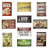 Decoracion vintage : si te gusta la decoración retro este set de 10 chapas vintage es para ti, son ideales para la decoración de interiores o exteriores como la pared de un bar, pub, clubes, cafetería , restaurantes, habitación o el espacio de tu preferencia, también son una gran opción como regalo.