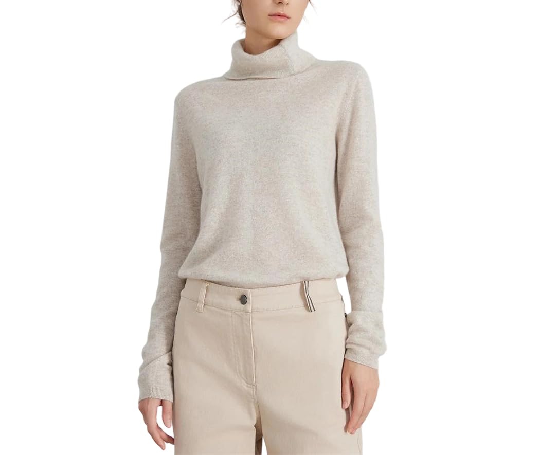 Womens Autumn Winter Wool High Collar Pullover Warm Knitted Lightweight Sweater Top