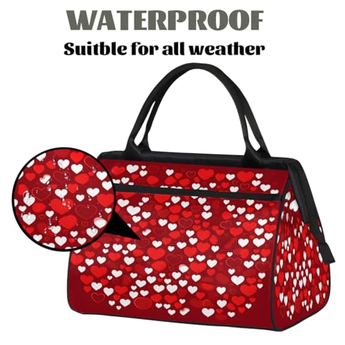 Travel Duffel Bag for Women, Red Heart Weekender Overnight Bag Carry on Beach Swim Bags Dance Bag Airlines Approved Personal Item Travel Bag for Yoga, Sports, Hospital3