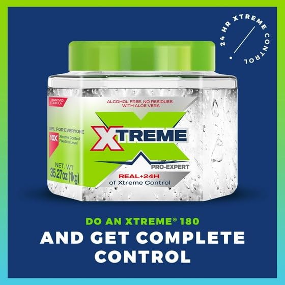 X~Treme Professional Styling Extreme Hold Hair Gel, Ultra Strong Level 10 Hold, Alcohol Free with Aloe Vera, Clear, 35 oz Jar