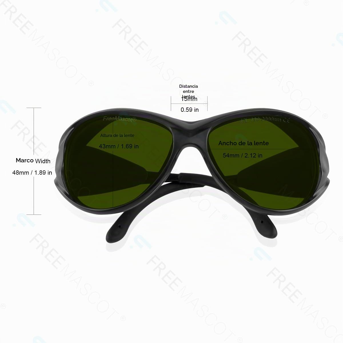 FreeMascot Gafas profesionales de seguridad láser IPL de longitud de onda de 190 nm-2000 nm para depilación, belleza láser y cosmetología