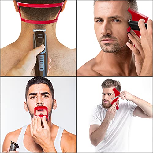 4 Pcs Beard Shaping and Haircut Tool Kit, Includes Beard Guide Shaping Template Tools, Hairline Template Stencil, Mustache Edge Shaving Template, Hairline Shaping Tool Beard Stencil