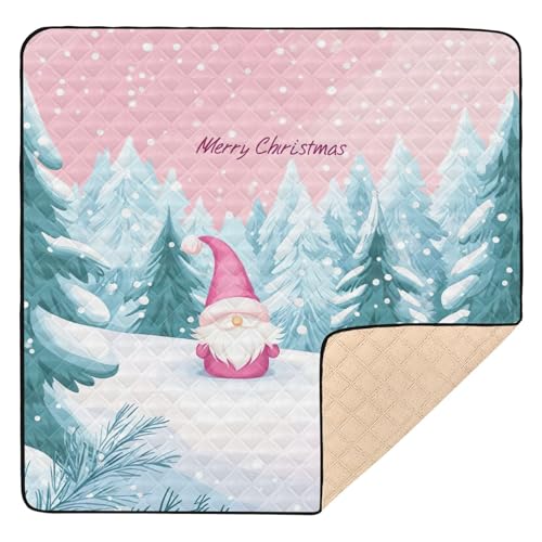 BOESI Doodle Merry Christmas Pattern Baby Play Mat, 50“ X 50” Washable Folding Crawling Mat, Baby Floor Mat, Soft, Thick, Non-Slip