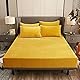Damier Plüsch Spannbettlaken 160x200cm Gold Gelb Flauschige Bettlaken Winter Warme Cashmere Touch Spannbetttuch Geeignet für 30cm Matratze