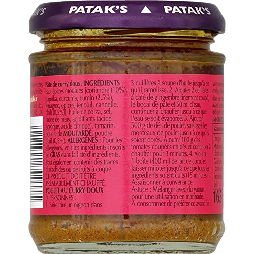 PATAKS - Pate Curry Doux 165G - Lot De 4 - Livraison Gratuite