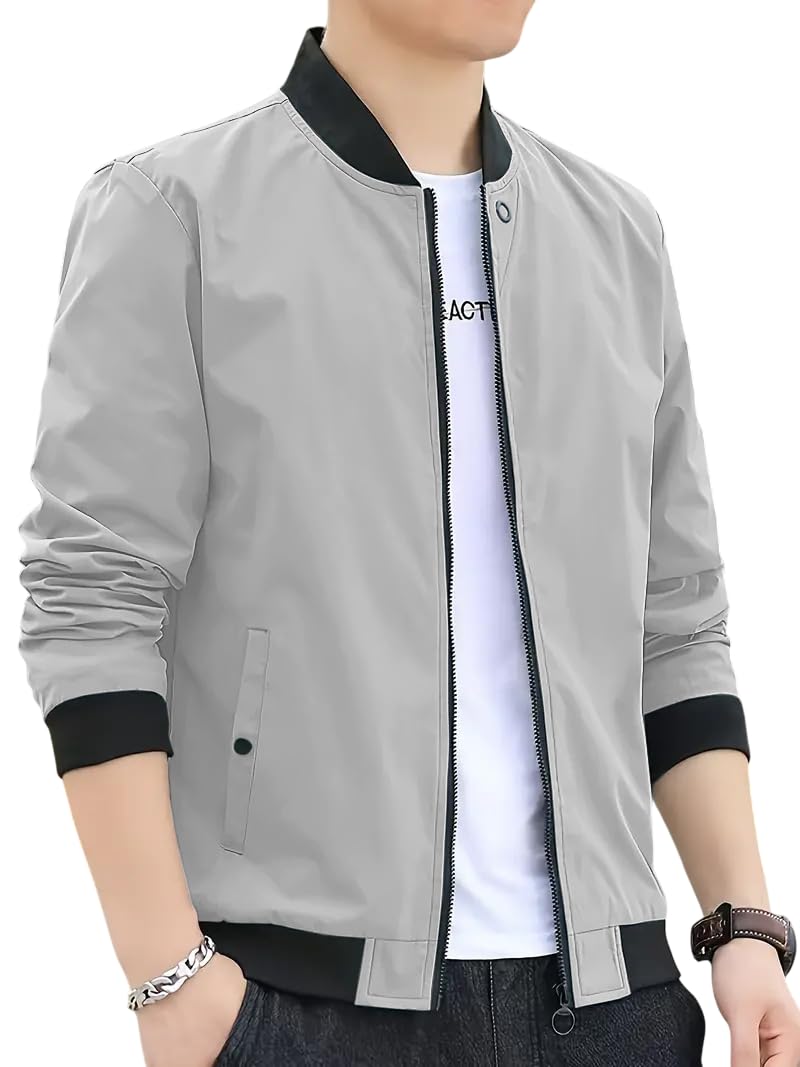 Celary Men's Bomber Jacket | Fancy Collar|| Lightweight Casual Zip-Up Jacket | Stylish Slim Fit Outerwear for All Seasons
