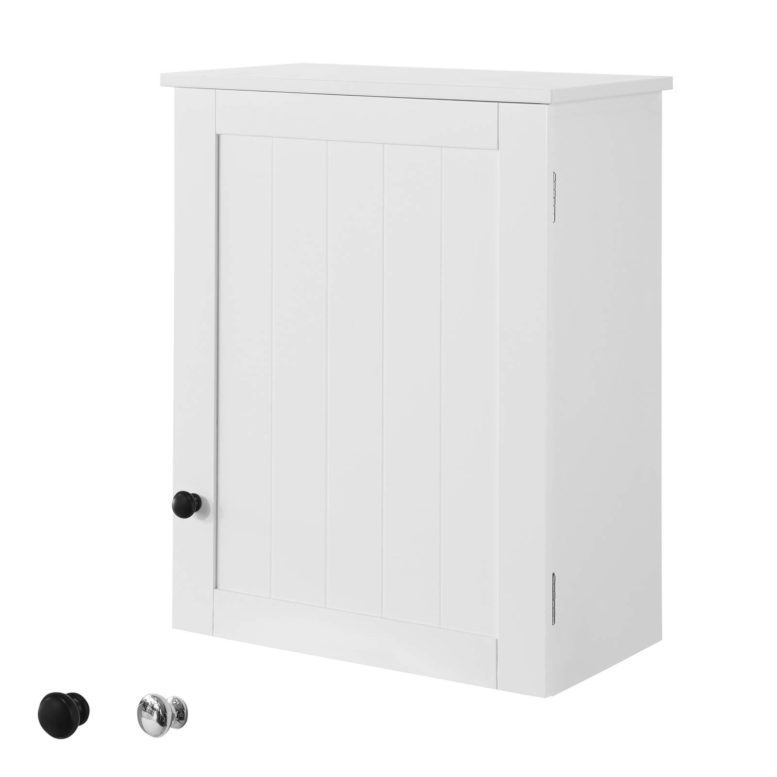 SoBuy Bathroom Wall Cabinet – Wall-Mounted Bathroom Cupboard with Door and Adjustable Shelves in Wood, for Kitchen, Hallway – Medicine Cabinet, White, 40 x 52 x 23 cm, BZR19-W