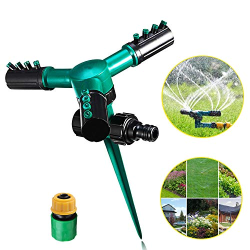 UZOU Lawn Sprinkler, 360 Degree Rotating Garden Sprinkler with Up to 3,000 Sq. Ft Coverage - Adjustable, Weighted Gardening Watering System,Water Sprinkler for Kids Playtime Outdoor
