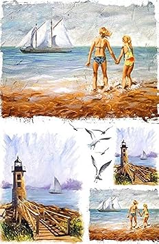 Nautical Rice Paper for Decoupage A4 I Scrapbook Supplies I Decoupage Paper for Crafts I Decoupage Paper Sheets (Beach Landscape - 2 Sheets)