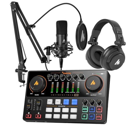 MAONO USB XLR Condenser Microphone Set: PC Computer Podcast Cardioid Metal Mic Kit with Software for Recording, Studio, Singing, YouTube (A04 Gen2+E2 Gen2+MH601)