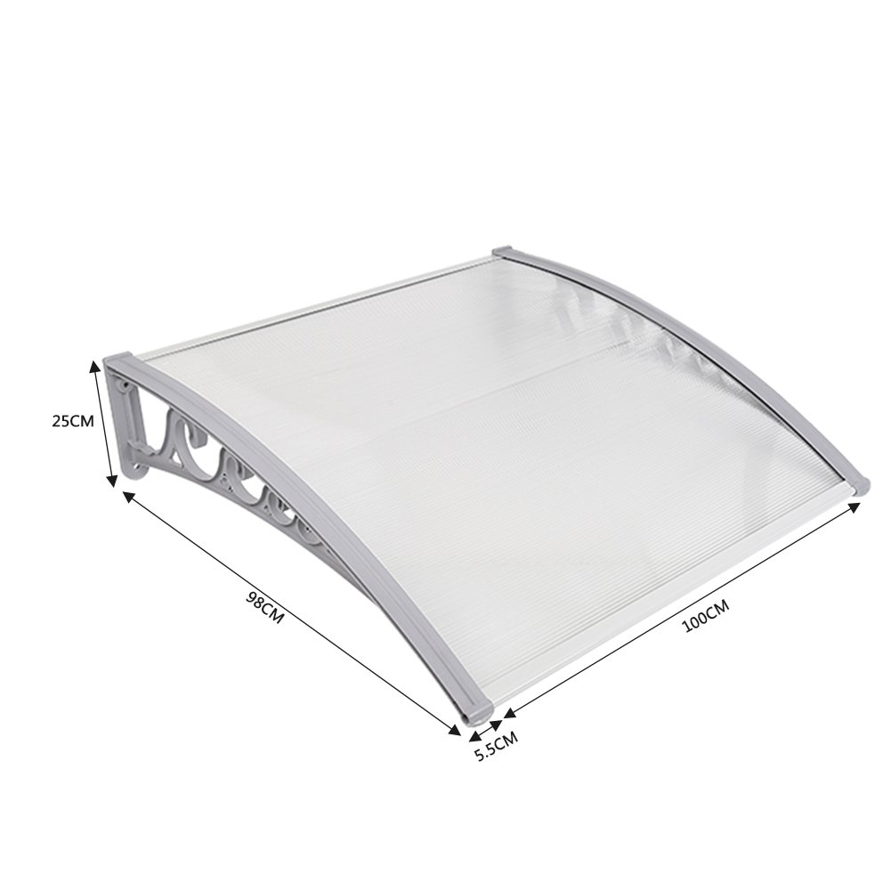 überdachung Haustür,Haustürvordach Polycarbonat Pultbogenvordach (100CM x 100CM)