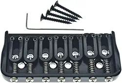 KAISH Ponte fixa para guitarra preta de 7 cordas para guitarra elétrica Hardtail Bridge para guitarras Strat/Tele
