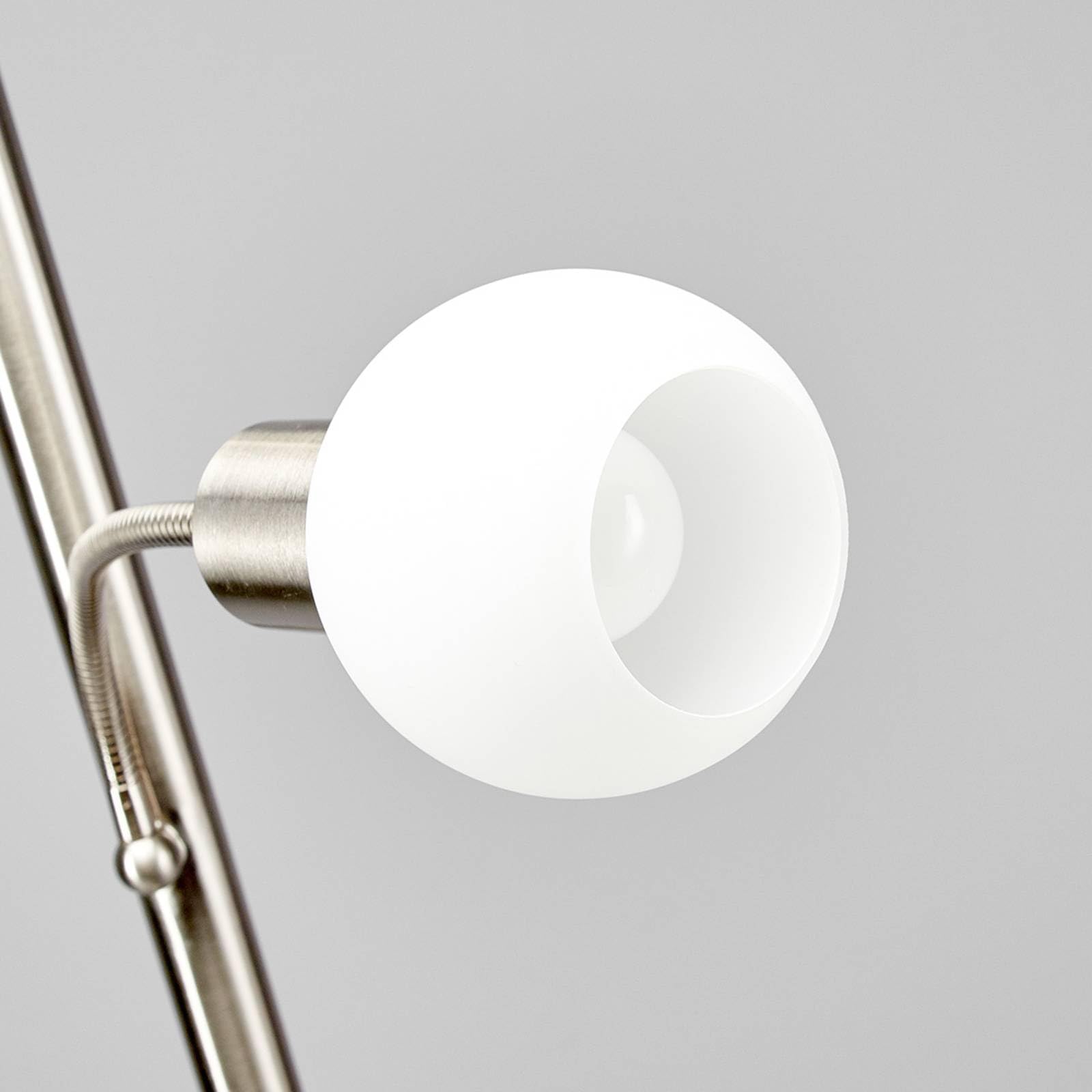 Lindby Stehlampe, Deckenfluter verstellbarer Lesearm Standleuchte Glas Metall 1x E27 max. 15W und E14 10W ohne Leuchtmittel Standlampe