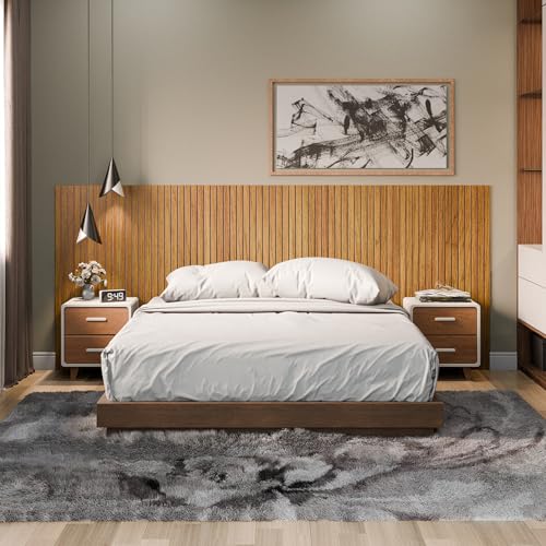 Painel Cabeceira Ripada Para Cama Casal Queen King Quarto Cor Nature - Beauty Móveis