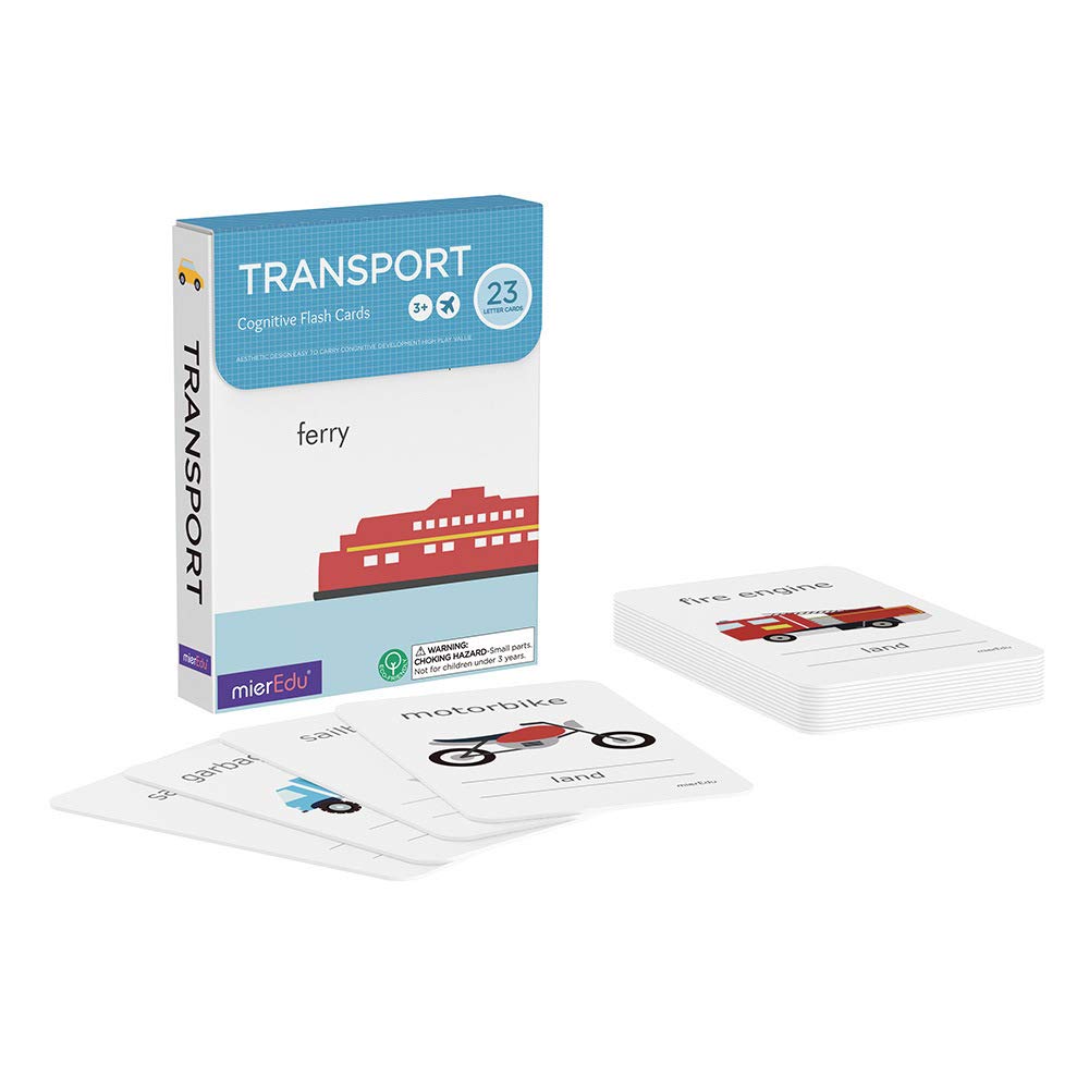 MierEdu Cognitive Flash Cards - Transport - Helps Develops Early Language and Communication