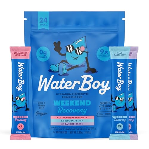 Waterboy - Weekend Recovery Variety Pack Sugar Free Electrolytes Powder Drink Mix - 24ct Hydration Packets