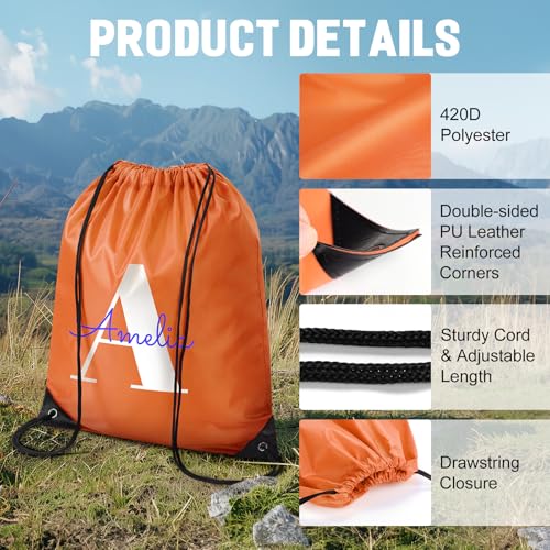 Custom Drawstring Initials Name Bags,Bulk Personalized Gym PE Bag for Sports Swimming Beach,Customized Drawstring Backpack for Travel Dance Climb Trip Party3