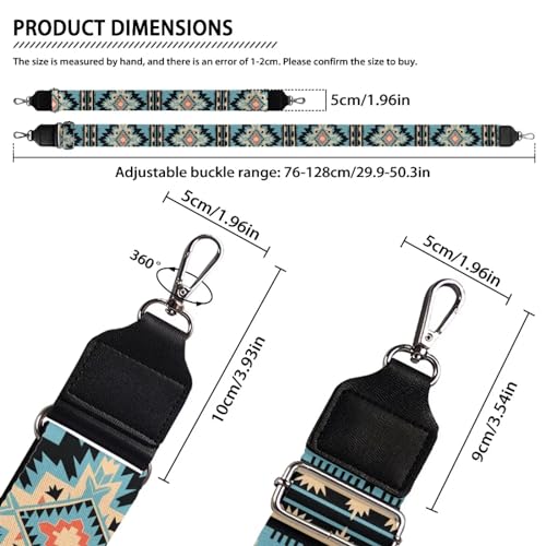 Image of Wide Bag Straps Replacement Crossbody Aztec Boho Guitar Straps for Handbags /Purses /Messenger /Duffel Bags Backpack Straps Replacement Adjustable Length from 30 inch to 50.3 inch Navajo