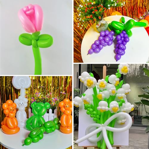 Image of 100Pcs Green 260 Balloons, Long Balloon for Tying Balloon Arch, Long Skinny Balloons for Twisting Ballons Animal balloons Birthday Party Wedding Festival Decorations