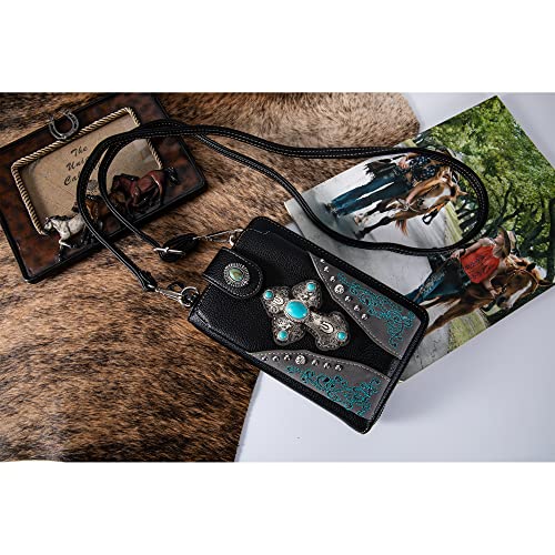Image of Montana West Western Crossbody Phone Wallet for Women RFID Blocking Wallet Purse with Cash Slots & Zipper Pocket