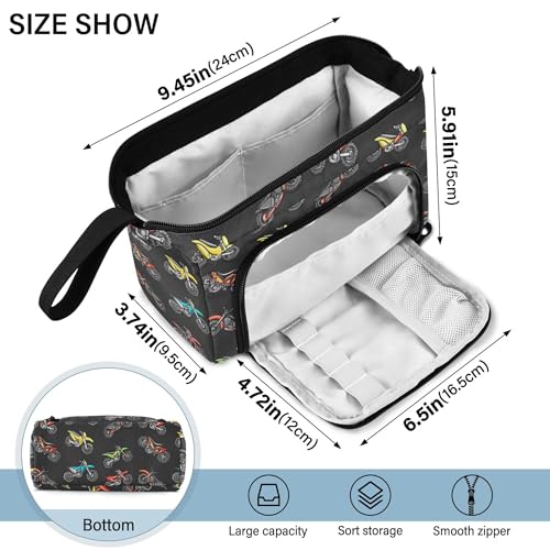 Image of Fisyme Motocross Dirt Bike Black Pencil Case Large Capacity Pen Bags Box Big Makeup Pouch Organizer