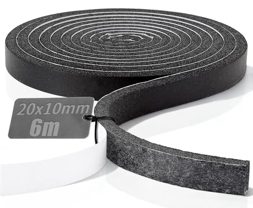 TXXATX Joint Mousse Adhésif 20 mm (l)×10 mm (É)×6 m (L), Joint Velux Anti-Intempéries, Mousse Autocollante Isolation Acoustique, Bande d'étanchéité...