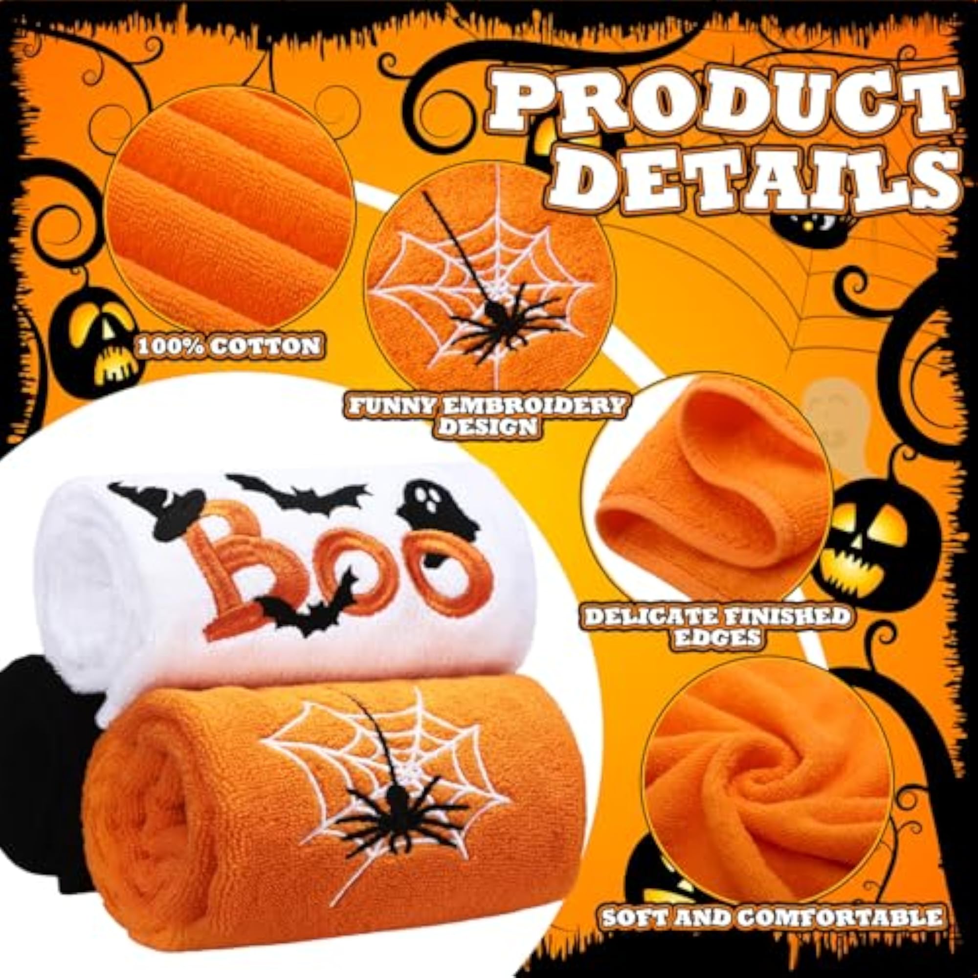 3 Pcs Halloween Fall Christmas Bath Hand Towels, Decorative