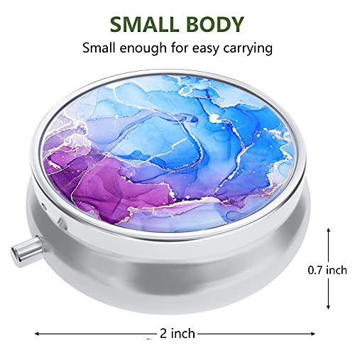 Image of Nipichsha Pill Box, Small Pill Case for Purse & Pocket, Cute Travel Medicine Organizer, Portable Medicine Container Holder to Hold Vitamins, Medication, Fish Oil & Supplement, Blue Marble | Cute Travel Medicine Organizer, Portable Medicine Container Holder to Hold Vitamins, Medication, Fish Oil & Supplement