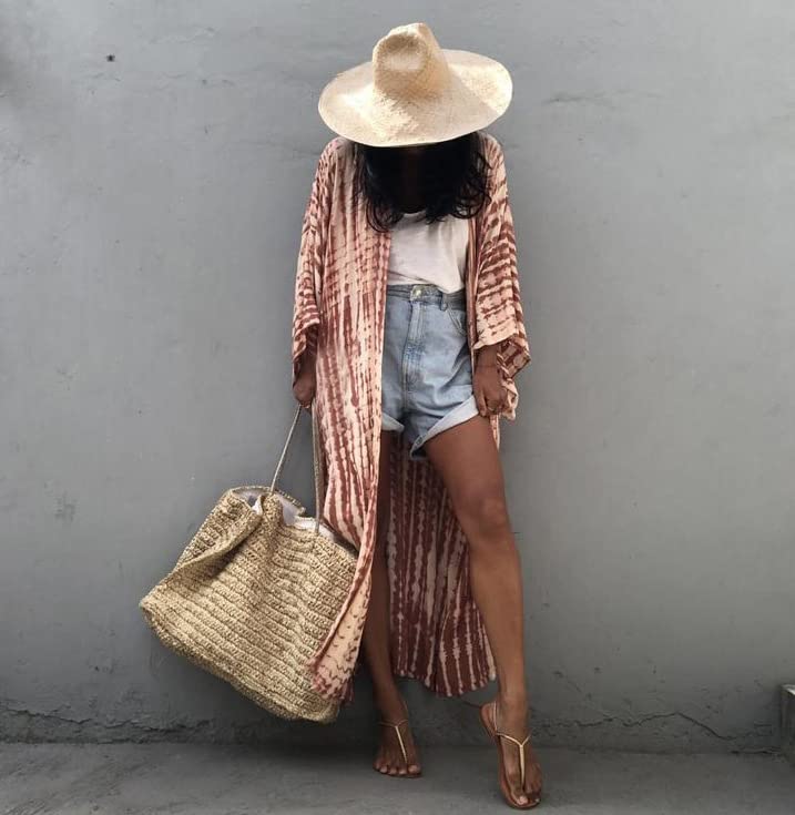 Image of Women's Kimono Cover Up Long Beach Dress Swimsuit Cover Ups Colorful Cardigan Lightweight Robe for Swimwear