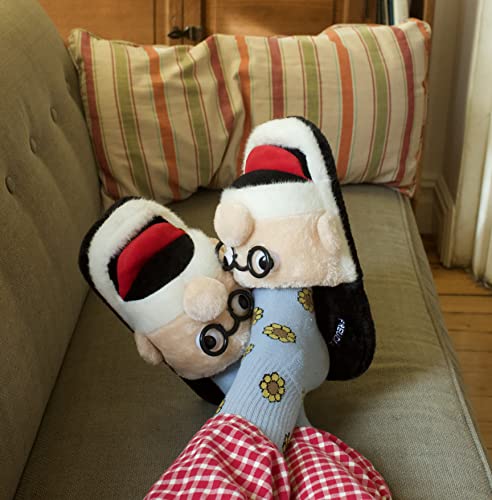 Medium Freudian Slippers - Comfy Plush Slip-On Footwear with Sigmud Freud's Head and a Comfortable Built in Sock Tongue Black3