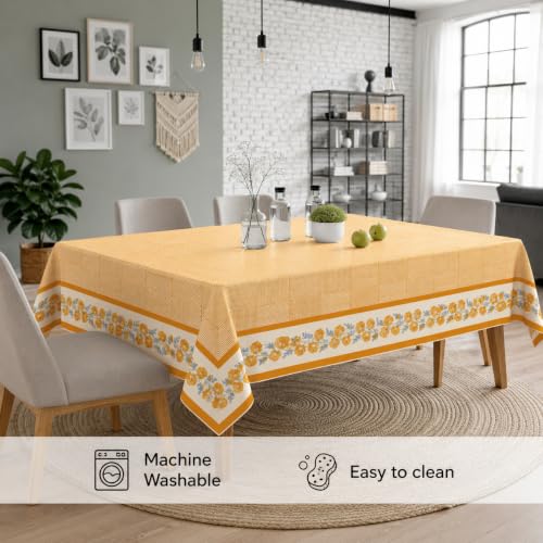 Image of STITCHNEST Cotton Slub Table Cover for 6 Seater Dining Table|54 x 78 Inches, Digitally Printed|Durable, Washable & Fade-Resistant Fabric