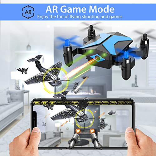 Mini Drone With Camera - Drones For Kids Beginners , Rc Quadcopter With App Fpv Video, Voice Control, Altitude Hold, Headless Mode, Trajectory Flight, Foldable Kids Drone, Boys Gifts Girls Toys-Blue #TOP6