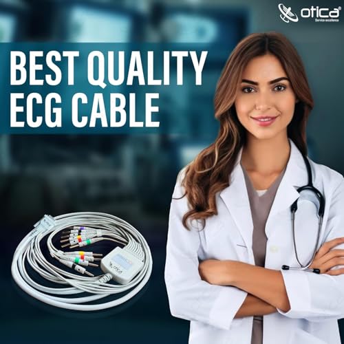 Image of OTICA ECG Cable 10 Lead 4mm Banana Type Pin Compatible with All Brands ECG Machine (Screw Type, Only ECG Cable)