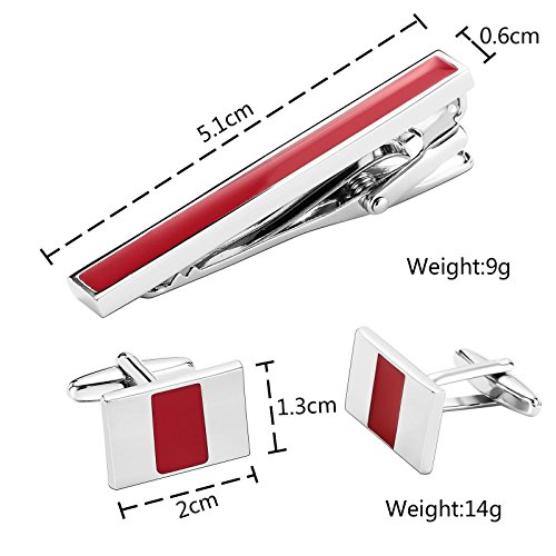 Beydodo Alfiler herenpak, zilver, rood, naalden en manchetknopen rechthoekig - Image 3