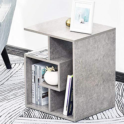 BAKAJI Libreria Bassa Scaffale 4 Ripiani in Legno MDF Tavolino Caffè Laterale Divano Design Moderno Arredamento per Soggiorno Salotto Casa o Ufficio Dimensione 45 x 40 x 55 cm (Grigio)
