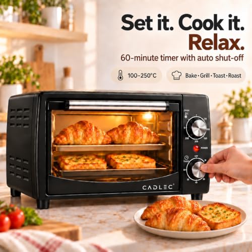 Image of CADLEC Cruise Pro 12L Multi-Function OTG for Kitchen, 1000W Oven Toaster Griller, Bake Grill Toast, Oven for Baking, Adjustable Temperature & Timer, Black, 2 Year Warranty