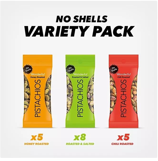 Roasted Salted Pistachios (Pack of 1, No Shells Variety Pack Pistachios, 0.75 oz., 18 pk.). Goeshard