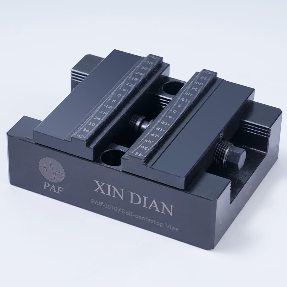 H90-10-100 Self-Centering CNC Vise, 10-100mm (0.39-3.94") Jaw Opening, 70Nm Torque, ±0.03mm Precision, 4CR13H Steel, EROWA/3R Compatible