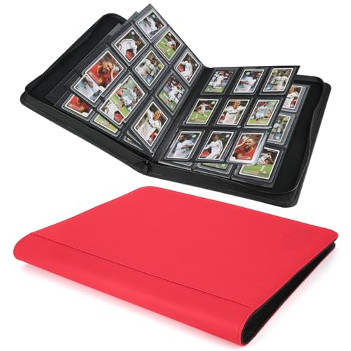 Tarjetero toploader rojo con fundas rígidas de 9 bolsillos para guardar 288 tarjetas 2